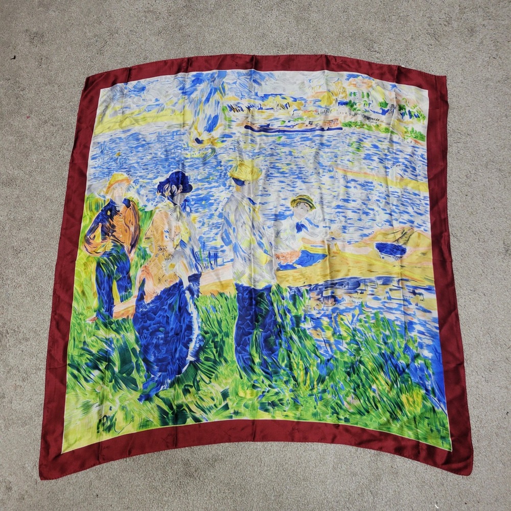 Oarsmen at Chatou 100% Silk Fine Art Scarf Auguste‎ Renoir 34x34 Square